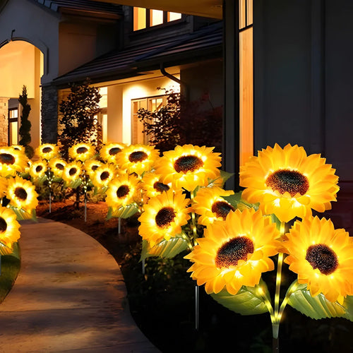 4-Pack Solar Sunflower LED Lights